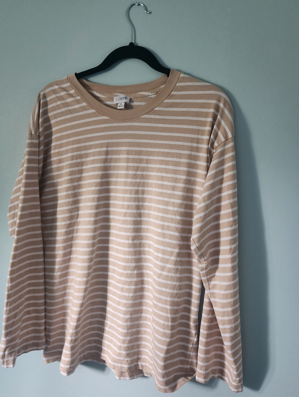 J. Crew Beige & White Striped Long Sleeve Tee